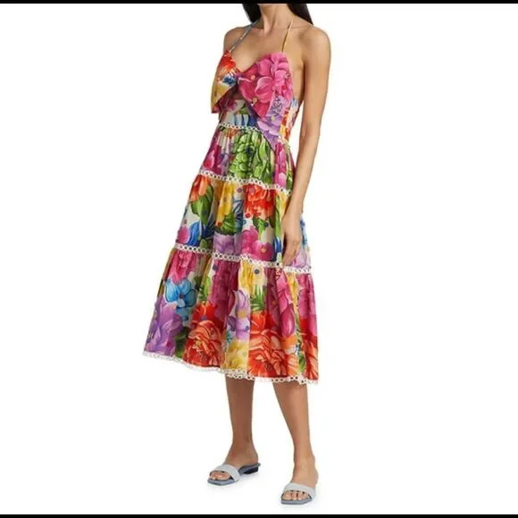 FARM Rio Rainbow Chita Flower Midi Dress